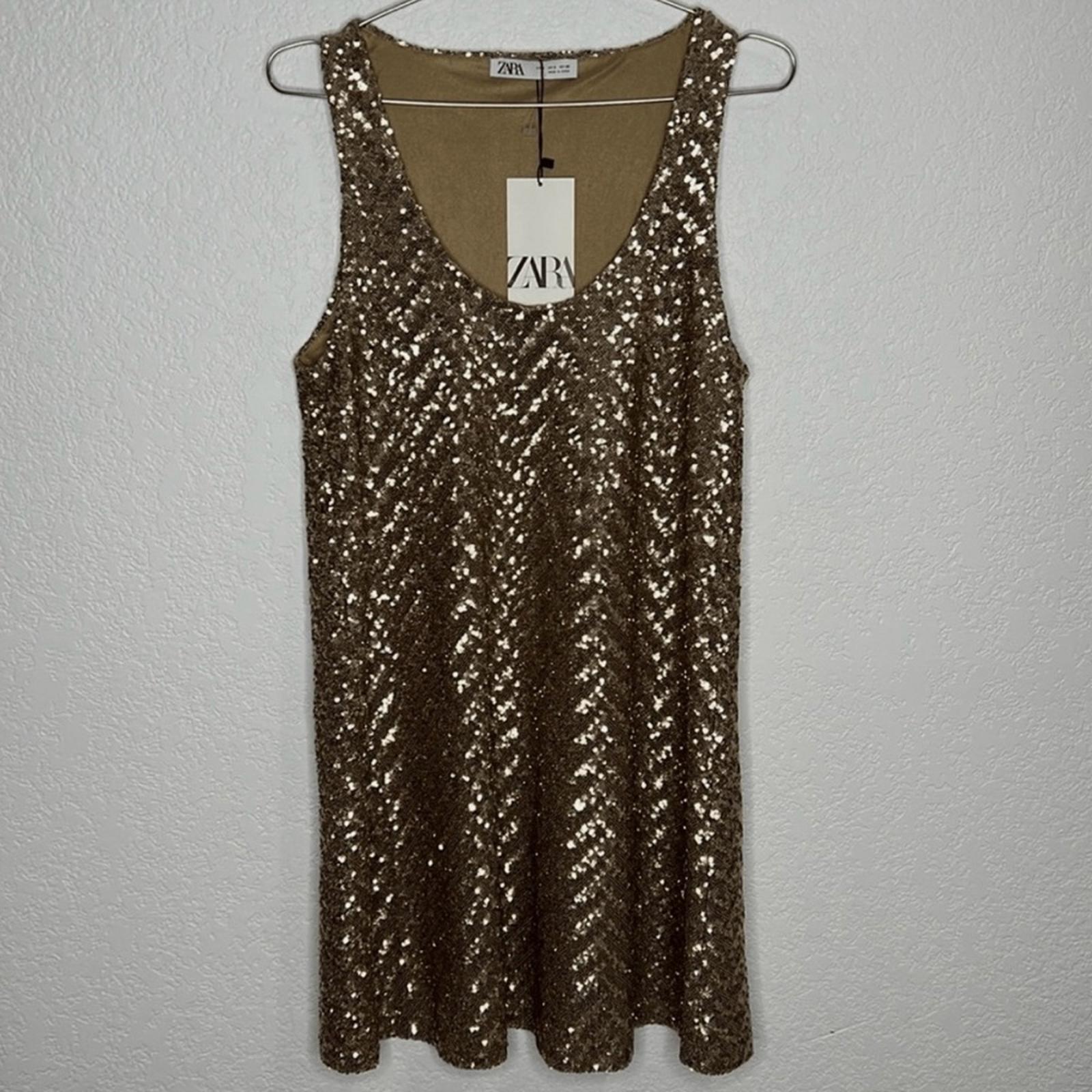 NWT Zara Gold Sequins Mini Dress Size Medium