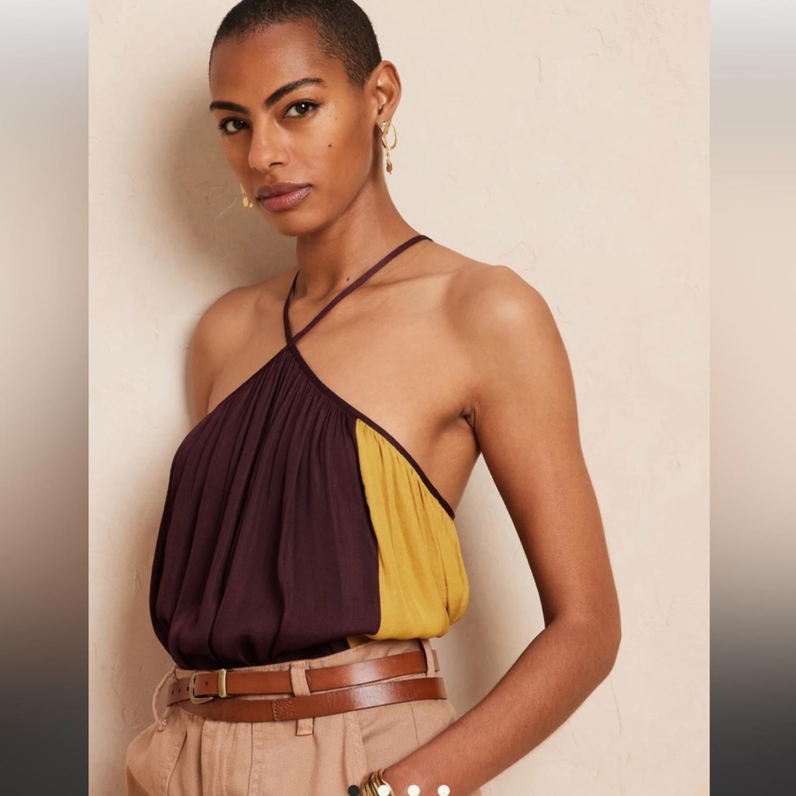 NWT Banana Republic Colour Block Tank Yellow/Eggplant Size Large