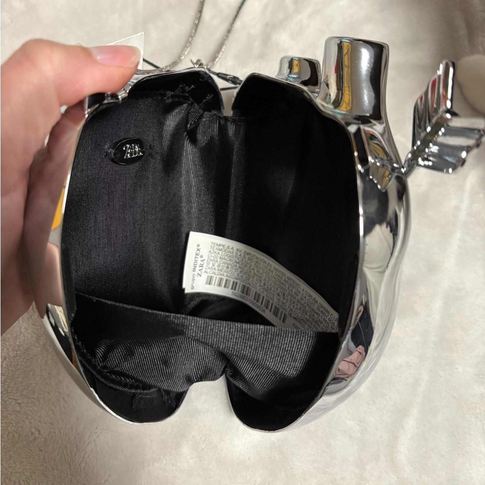 Zara Silver Metal Anatomical Heart Mini Bag