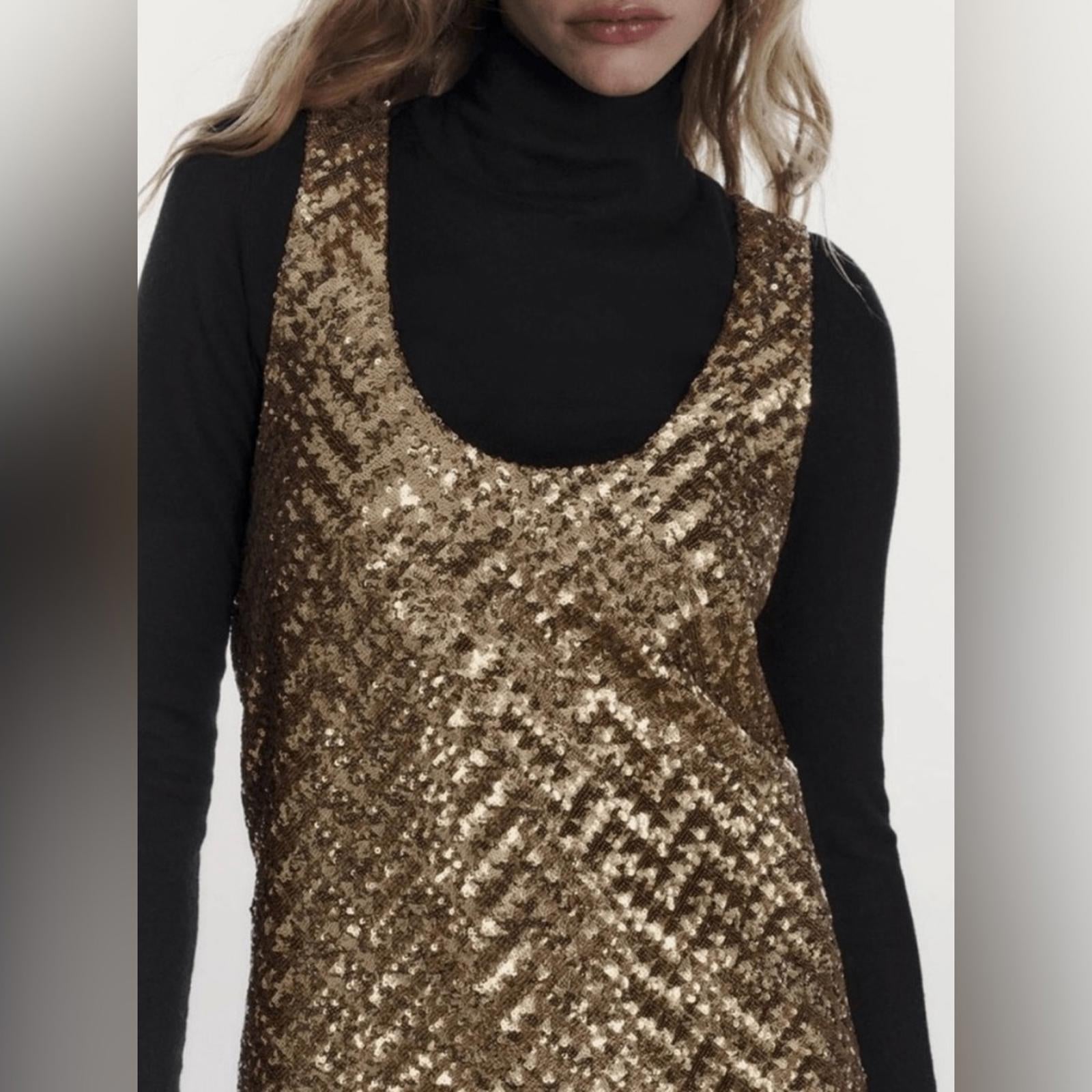 NWT Zara Gold Sequins Mini Dress Size Medium