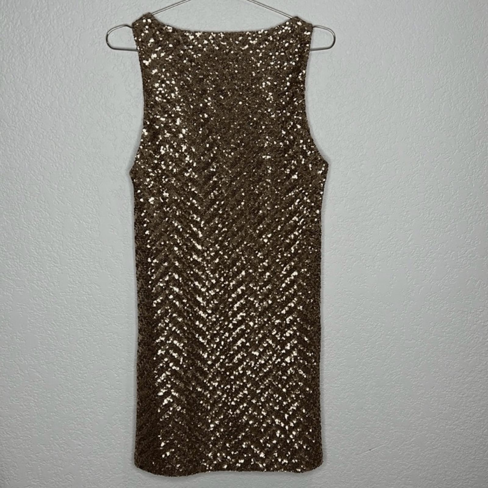 NWT Zara Gold Sequins Mini Dress Size Medium