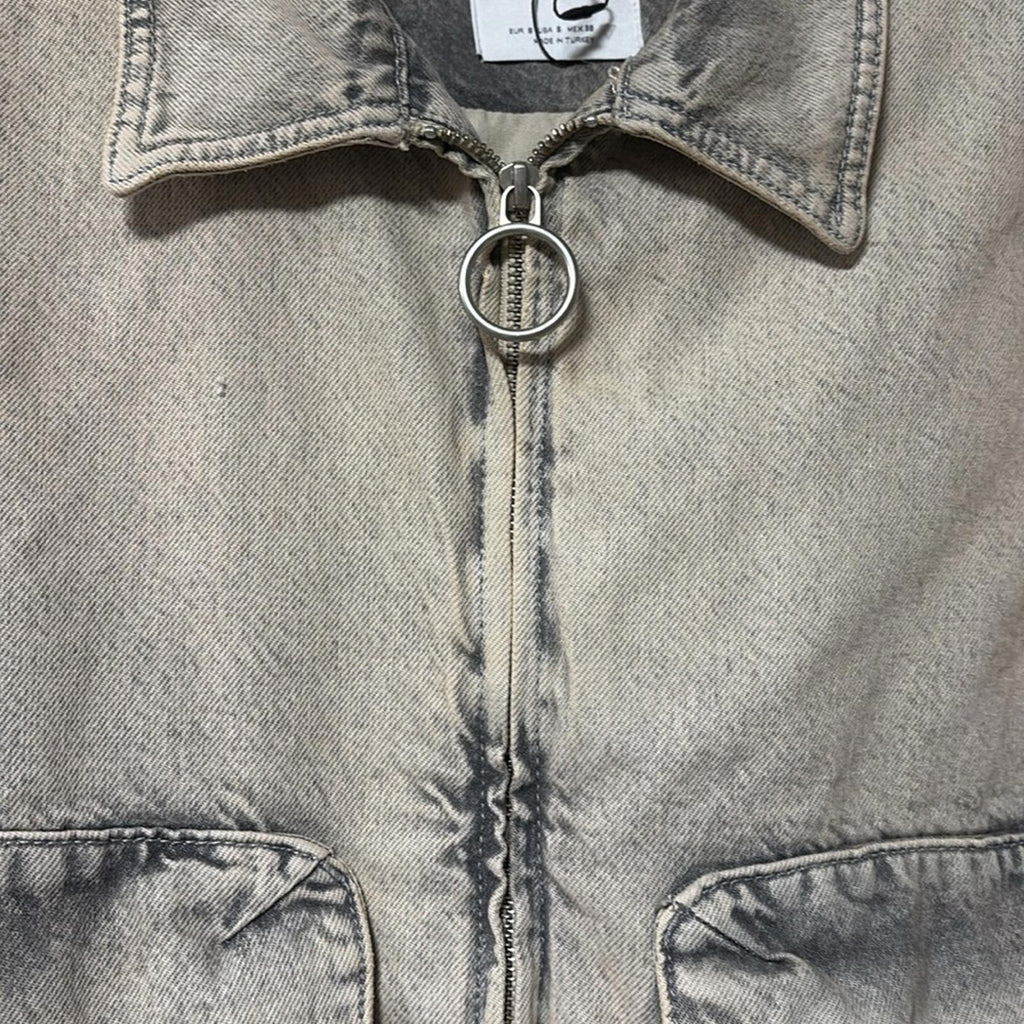 NWOT Zara Distressed Denim Bomber Jacket Size Small