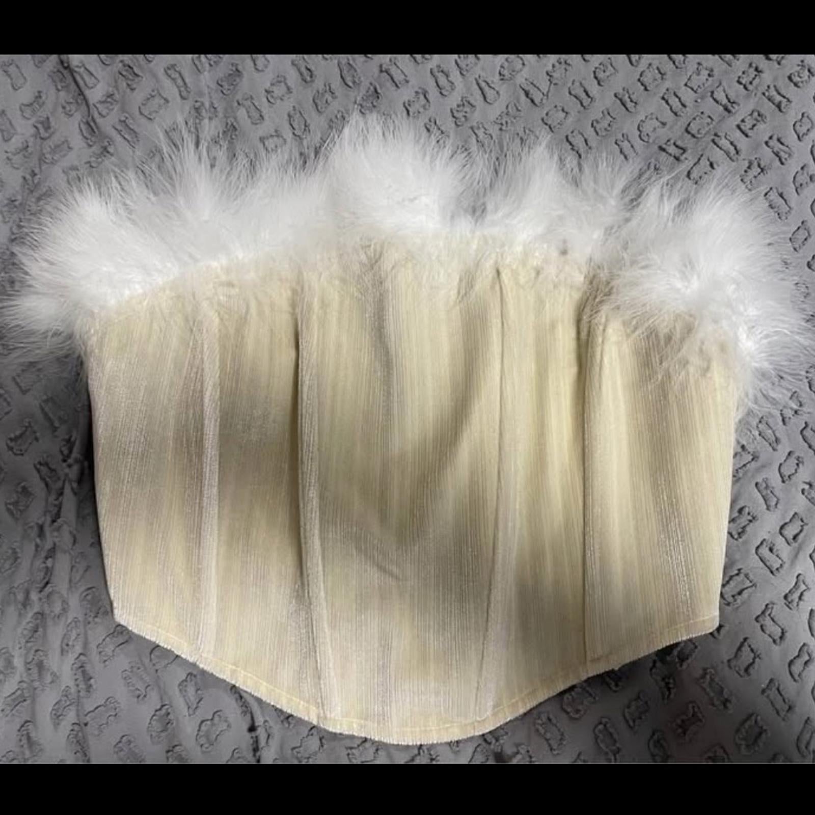 NWT Cider Ivory Corset With Feather Trim Size XS