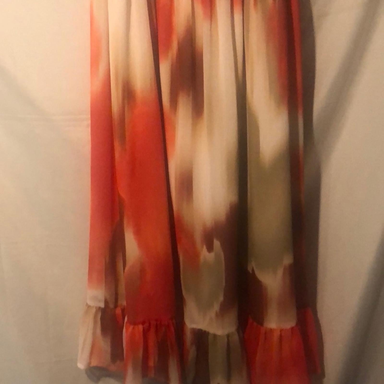 Banana Republic Orange Ruffle Chiffon Maxi Dress Medium Petite