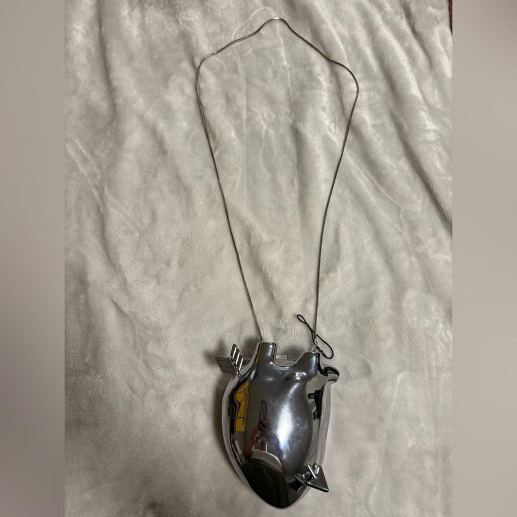 Zara Silver Metal Anatomical Heart Mini Bag