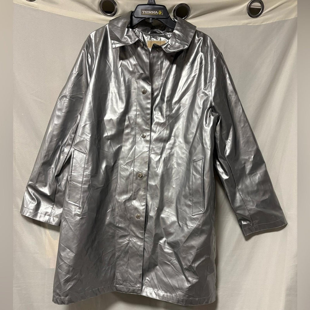 Michael Kors Silver Rain Jacket With Removable Lining Size XL