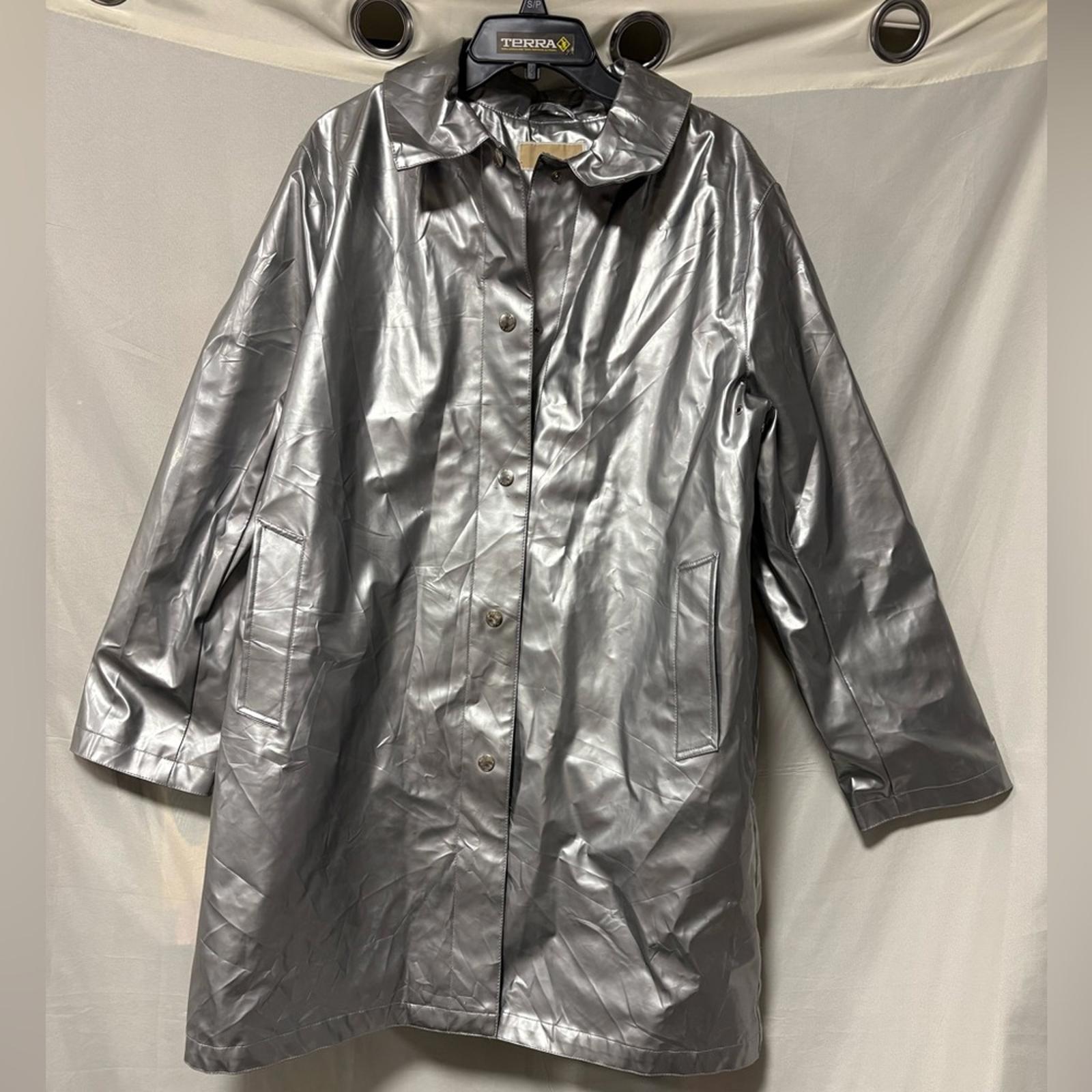 Michael Kors Silver Rain Jacket With Removable Lining Size XL