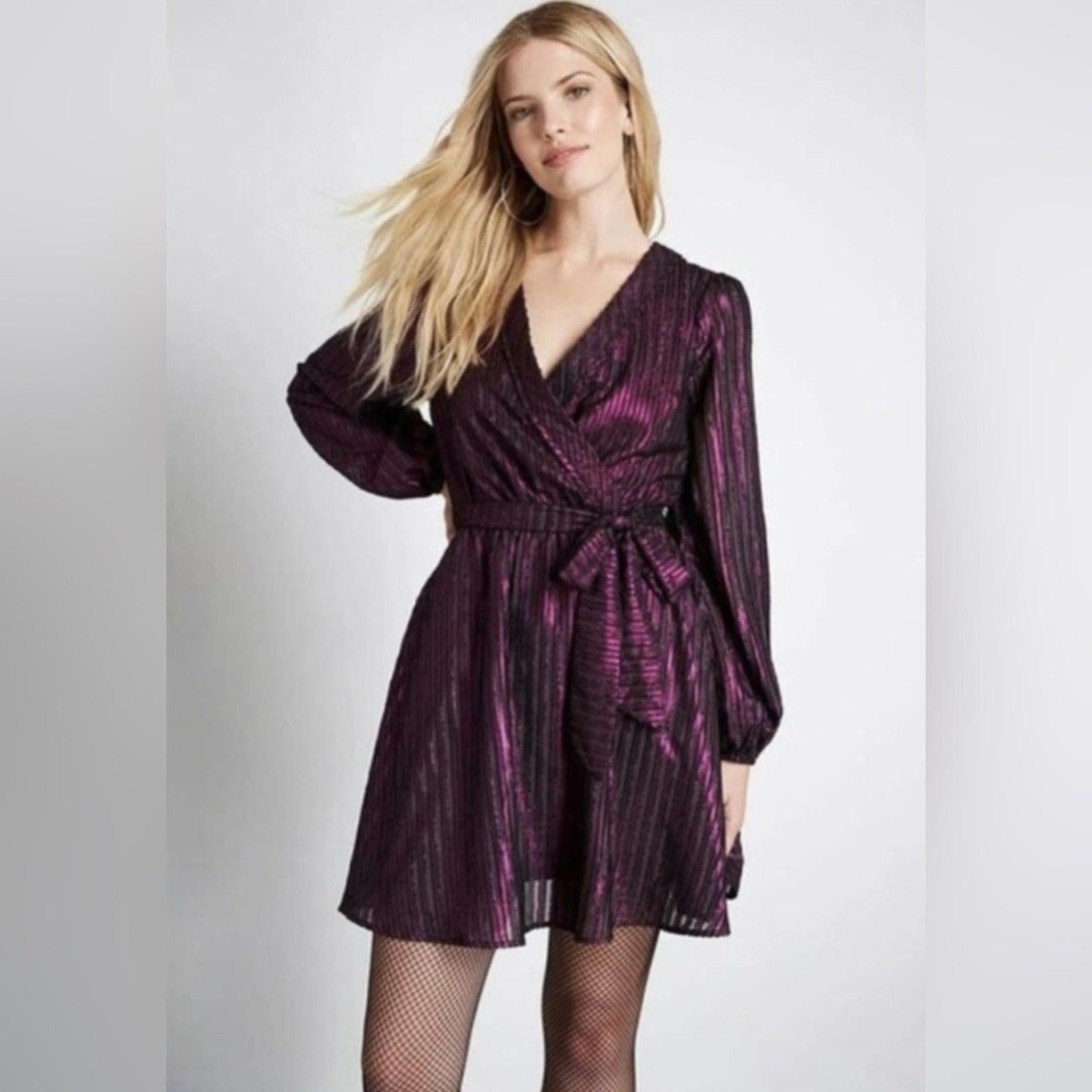 NWT ModCloth Your Time to Shine Wrap Dress in Purple Size Medium