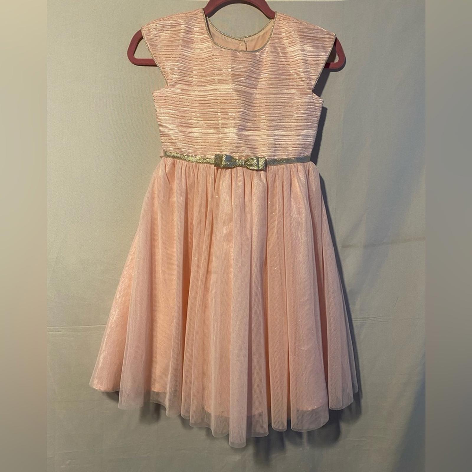 Girls Jona Michelle Pink and Silver Sparkle Party Dress Size 10