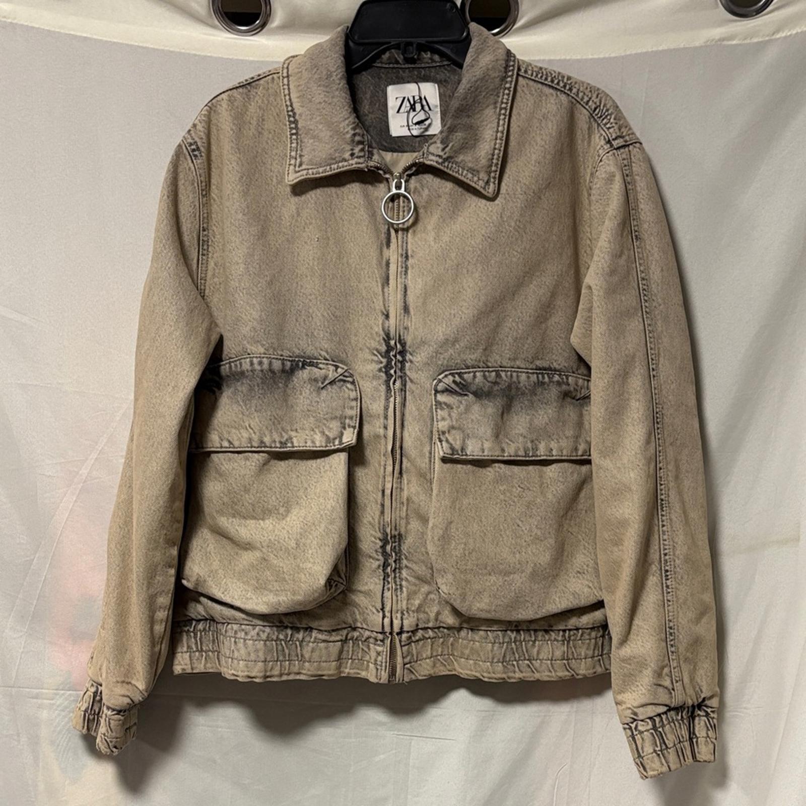 NWOT Zara Distressed Denim Bomber Jacket Size Small
