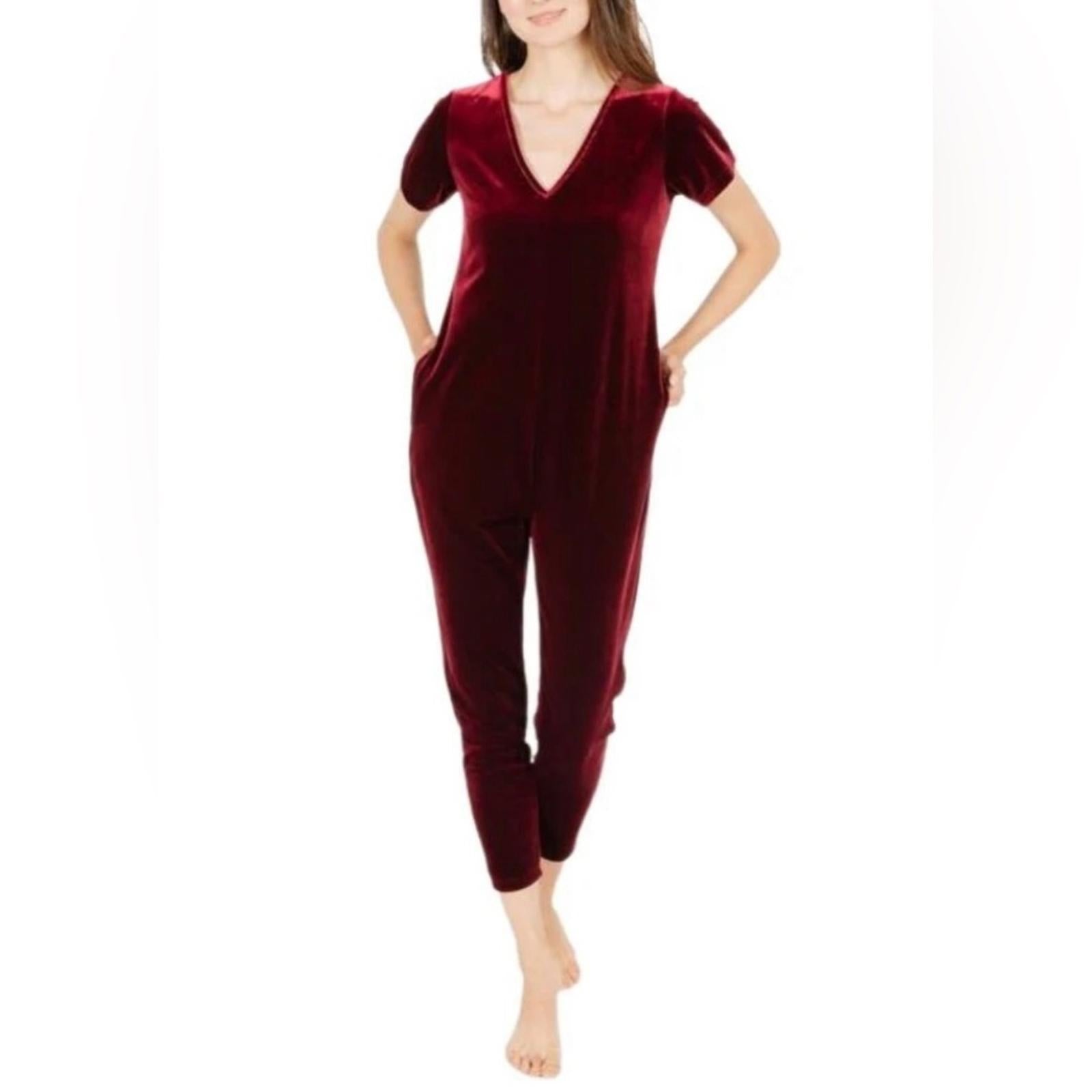 Smash and Tess Velvet Sunday Romper in Merlot Size Med